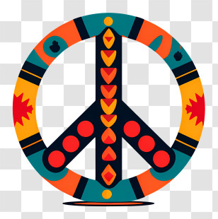 Tribal Peace Symbol - Colorful Peace Symbol With Decorative Elements Transparent PNG