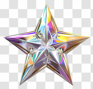 Silver Star - Iridescent Holographic Star Illustration Transparent PNG