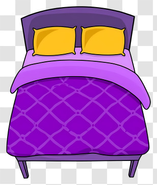Bed Top View - Purple Bed With Yellow Pillows Transparent PNG