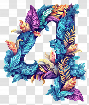 Number 4 - Floral Number 3 Transparent PNG