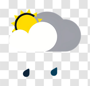 Thunderstorm - Weather Icon With Sun, Cloud, And Rain Transparent PNG