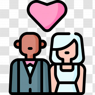 Wedding Couple - Couple With Heart Icon Transparent PNG