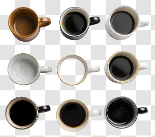 Mug - Top View Of Various Coffee Cups Transparent PNG