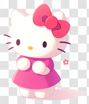 Hello Kitty - Hello Kitty Cartoon In Pink Dress Transparent PNG