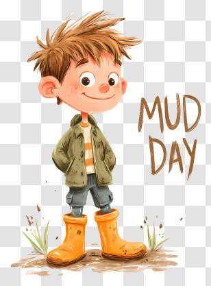 International Mud Day - Smiling Boy Standing In Mud Transparent PNG