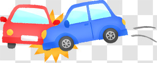 Car Collision - Cartoon Illustration Of Red And Blue Cars In Crash Transparent PNG