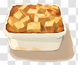 Bread Pudding - Baked Dish With Cubes Transparent PNG