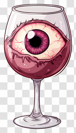 Halloween Eyeball - Creepy Eye In A Wine Glass Illustration Transparent PNG