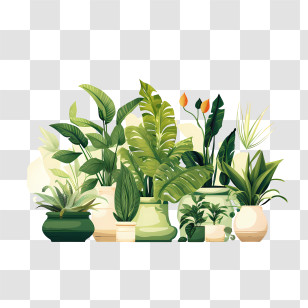 Houseplant Appreciation Day - Beautiful Potted Plants In Illustrative Design Transparent PNG