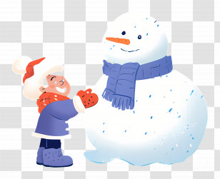 World Snow Day - Child Building A Snowman In Winter Transparent PNG