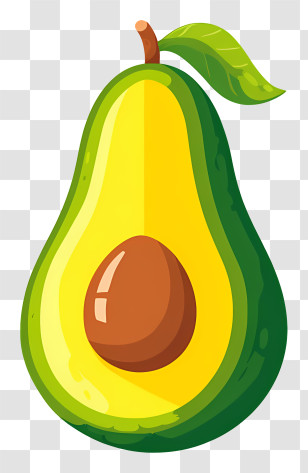 Avocado - Cartoon Avocado With Seed Transparent PNG
