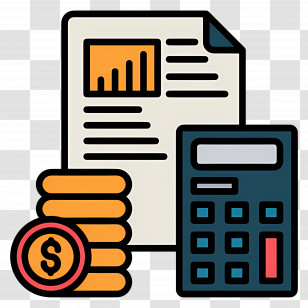 Budget And Finance - Financial Items Including Calculator And Coins Transparent PNG