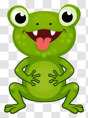 Cartoon Frog - Green Cartoon Frog With A Playful Expression Transparent PNG