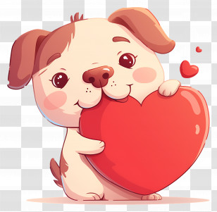 Dog Heart - Cute Puppy Holding Heart Transparent PNG