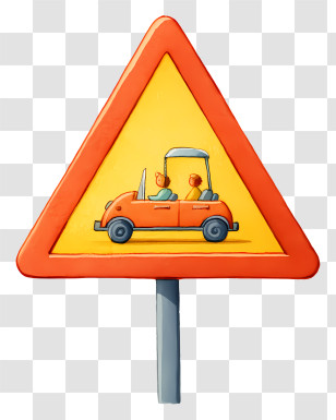 Watercolor Warning Sign - Car Warning Sign Illustration Transparent PNG