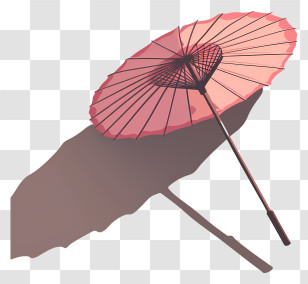 Pink Paper Parasol - Traditional Oriental Style Parasol Illustration Transparent PNG