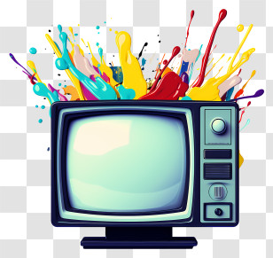 Colorful Splash - Colorful Splashing Retro Television Art Transparent PNG