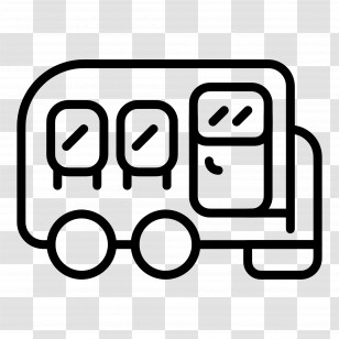 Camping Car - Simple Black And White Bus Illustration Transparent PNG