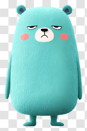 Cute Turquoise Cartoon Bear - Grumpy Blue Plush Bear Transparent PNG