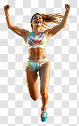 Olympic - Energetic Jumping Woman In Sportswear Transparent PNG