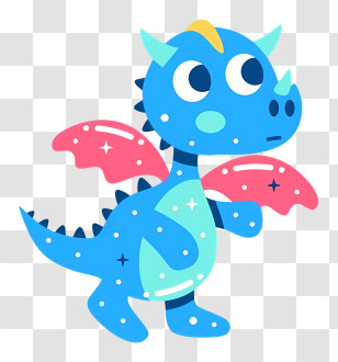 Blue Dragon - Blue Cartoon Dragon With Wings Transparent PNG
