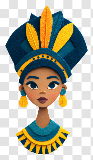 Ancient African Queen - Egyptian Queen With A Regal Headdress Transparent PNG