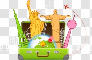 Suitcase Travel Bag - Vector Green On The Statue Of Liberty Transparent PNG