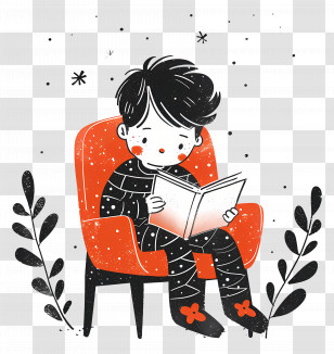 Reading Child - Child Reading In Chair Transparent PNG