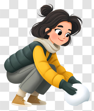 Woman Playing With Snowball - Girl Playing With Snowball In Winter Transparent PNG