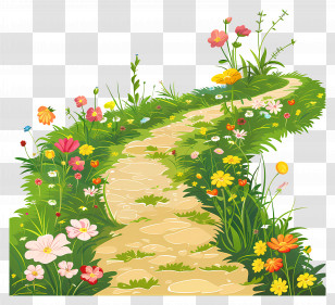 Trail Path - Scenic Garden Path With Wildflowers Transparent PNG