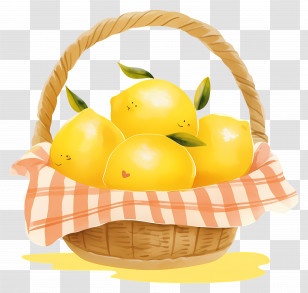 Basket With Lemons - Basket Of Fresh Lemons Illustration Transparent PNG
