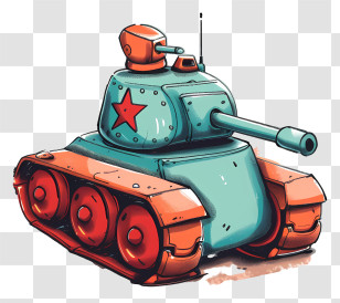 Cartoon Tank - Cartoon Tank With Red Star And Fun Colors Transparent PNG