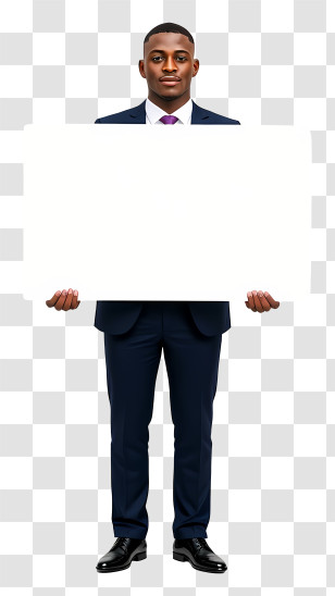 Businessman Holding Blank Placard - Man Holding Blank Sign Transparent PNG