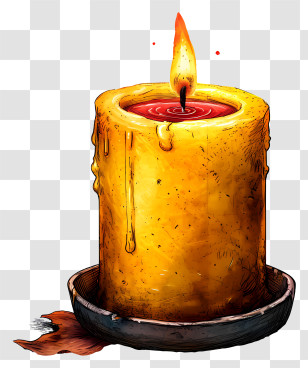 Candlelight - Single Yellow Candle With Flame Transparent PNG