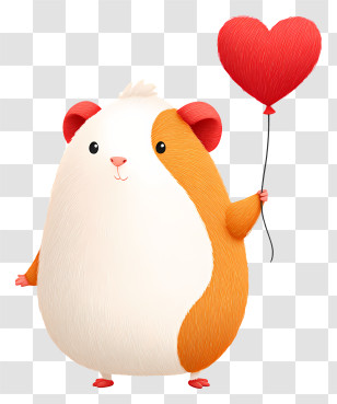 Guinea Pig Holding Balloon - Cute Guinea Pig With Heart Balloon Transparent PNG