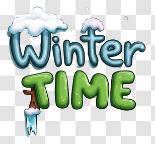 Minimalist Winter Word Logo - Winter Time Snowy Text Transparent PNG