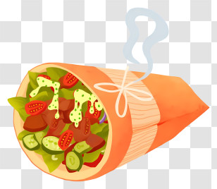 Shawarma Wrap - Steaming Veggie Wrap Transparent PNG