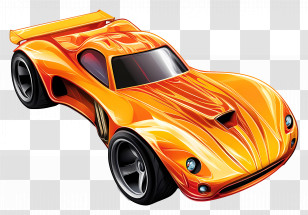 Hot Wheels - Sleek Orange Sports Car Transparent PNG