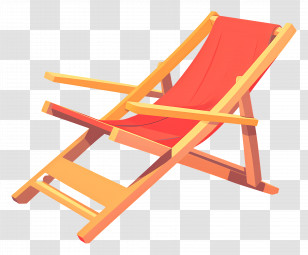 Deck Chair - Illustration Of A Red Beach Chair For Relaxation Transparent PNG