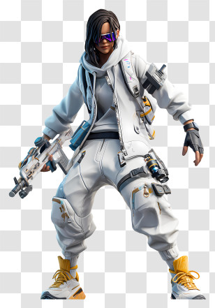 Fortnite Character - Futuristic Soldier In White Gear Transparent PNG