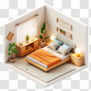 Bed Room - Cozy Bedroom Interior With Warm Decor Transparent PNG