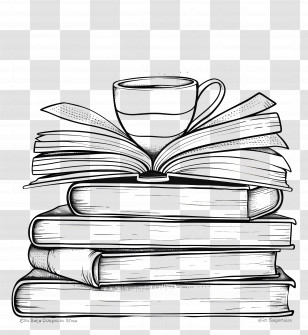 Books Drawing - Books And Coffee Cup Illustration Transparent PNG