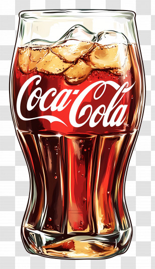Coca Cola Glass - Illustrated Coca-Cola Glass With Ice Cubes Transparent PNG