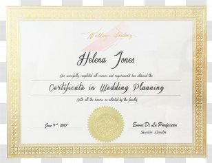 Diploma Wedding Planner Craft Marriage - Jaelys De Paris Transparent PNG