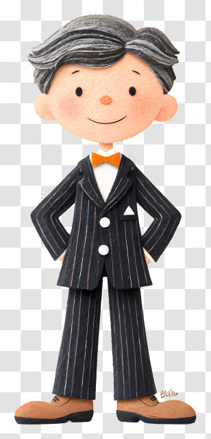 Young Boy In Formal Suit - Boy In Striped Suit With Bow Tie Transparent PNG