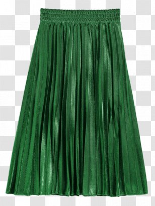 Green Skirt Metallic Color Pleat - And Pleated Transparent PNG