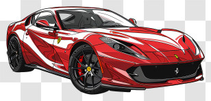 Ferrari 812 Competizione - Dynamic Red Ferrari Sports Car Artwork Transparent PNG