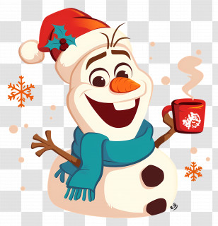 Frozen Olaf - Cheerful Snowman With Festive Mug For Winter Holidays Transparent PNG