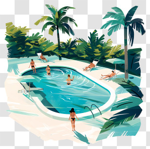 Pool Opening Day - Swimming Pool With People Transparent PNG