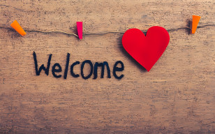 Welcome - Welcome Sign With Heartfelt Red Heart Transparent PNG